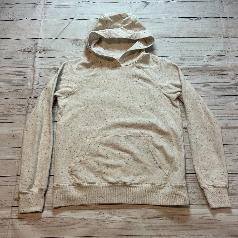 Athleta Girl Hoodie Sweater Beige w/ Colorful Specks Girls Size Large (12)
